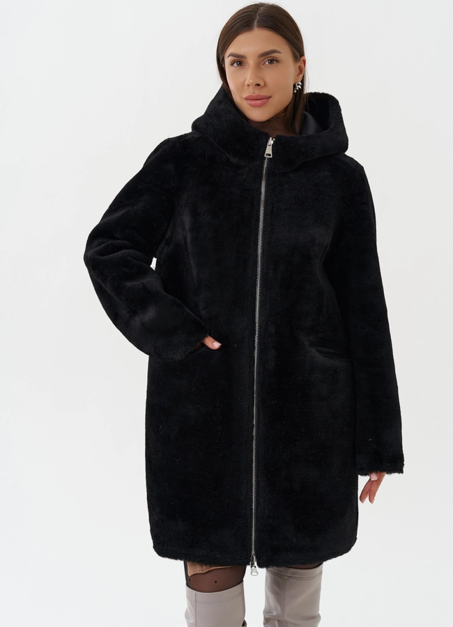 Двухсторонняя дубленка из эко кожи модель № 27765 универмаг малина