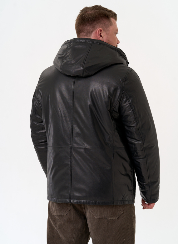 Куртка из натуральной кожи с капюшоном