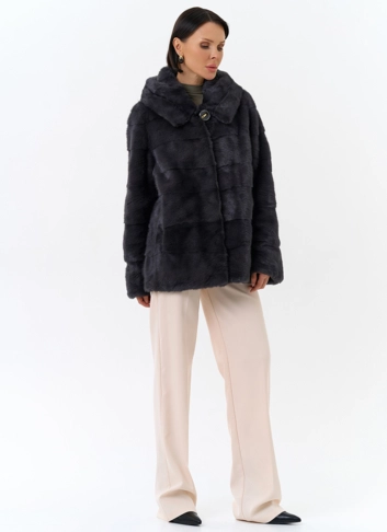 Куртка из меха норки с капюшоном фото