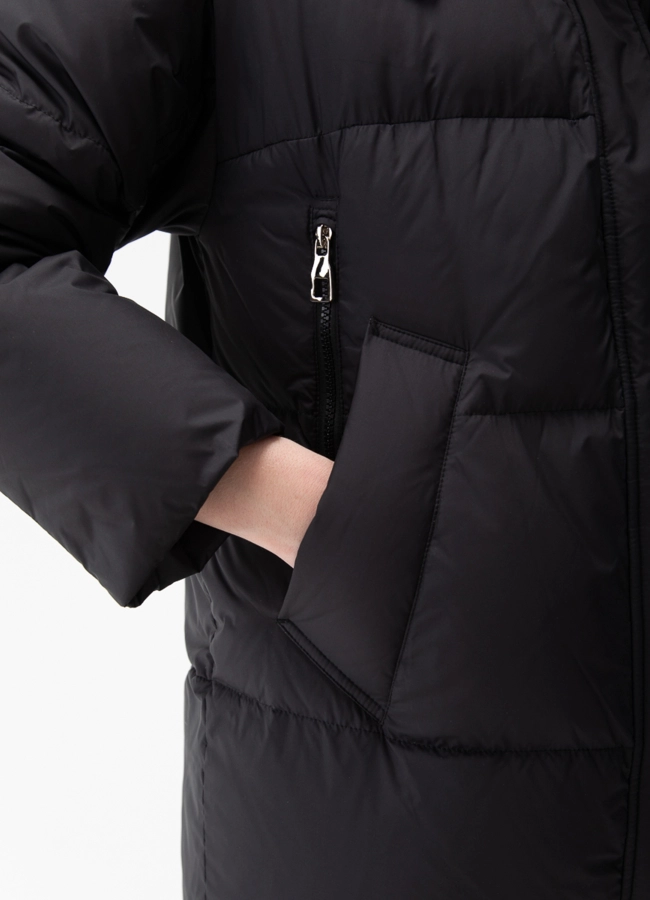 Женский пуховик с капюшоном  модель № 28385 универмаг малина