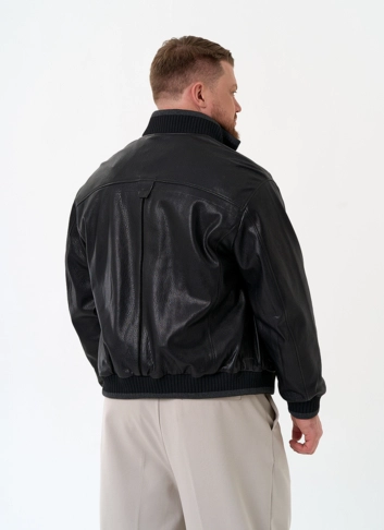 Мужская куртка бомбер из натуральной кожи фото
