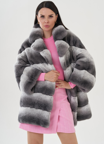 Шуба из кролика оверсайз