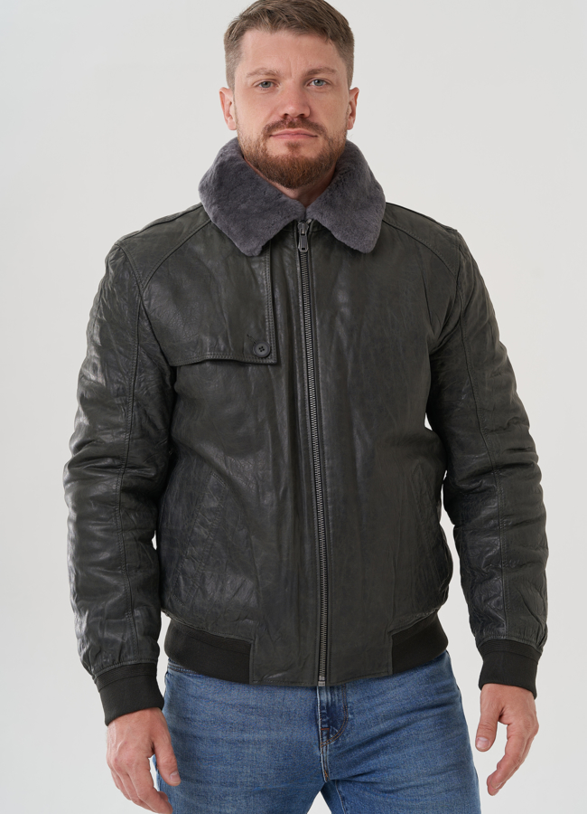 Мужская куртка из натуральной кожи  модель № 82308 универмаг малина