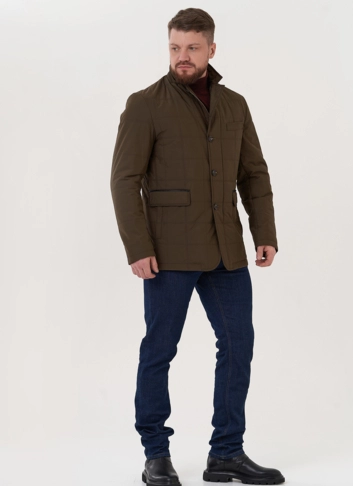 Мужская стеганая куртка цвета хаки