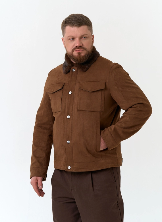 Мужская утепленная куртка из эко замши фото