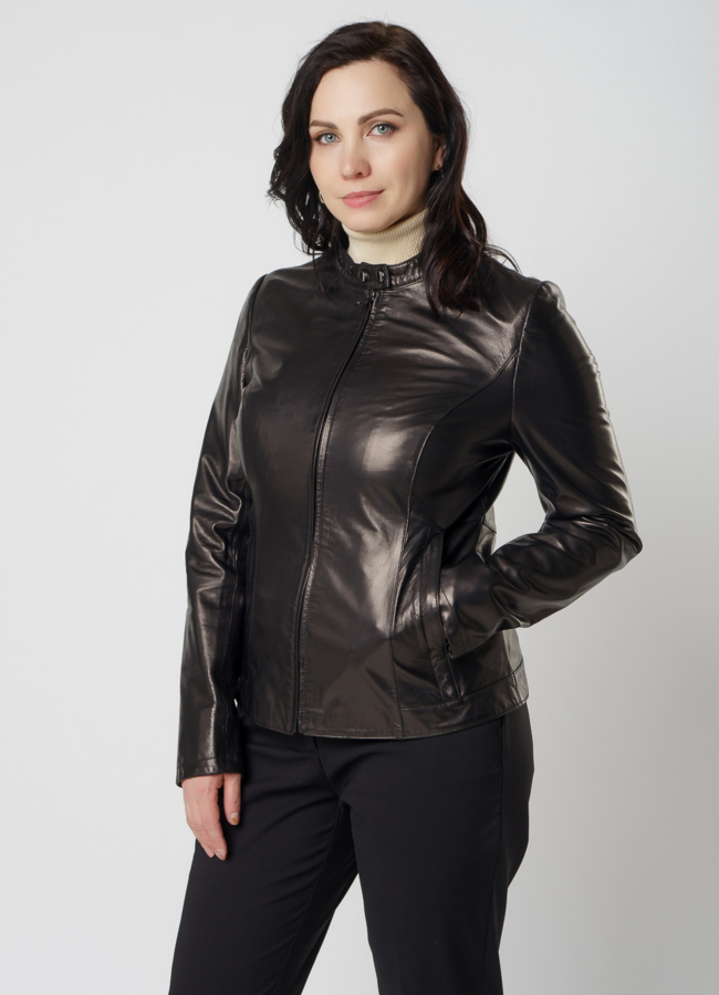 Женская кожаная куртка модель № 10627 универмаг малина