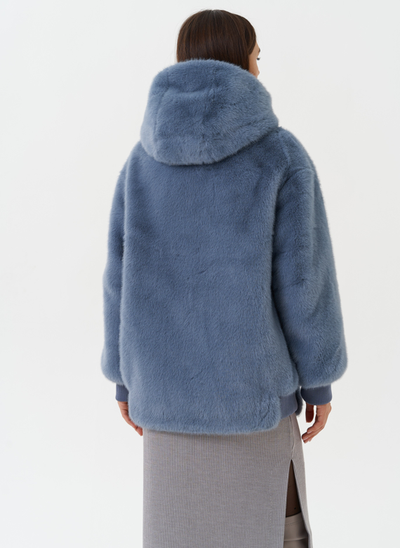 Шуба из эко меха с капюшоном