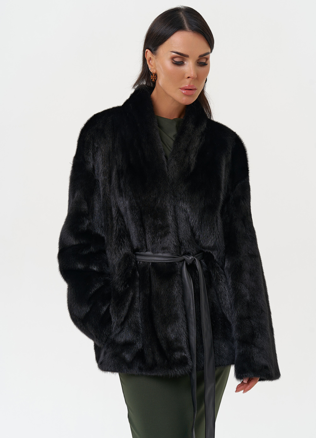Норковый жакет черного цвета модель № 31179 универмаг малина
