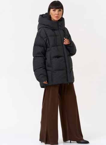 Двухсторонний женский пуховик с капюшоном