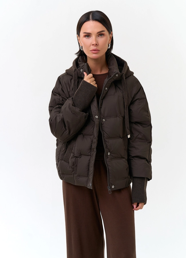 Женская куртка с трикотажным капюшоном модель № 33825 универмаг малина