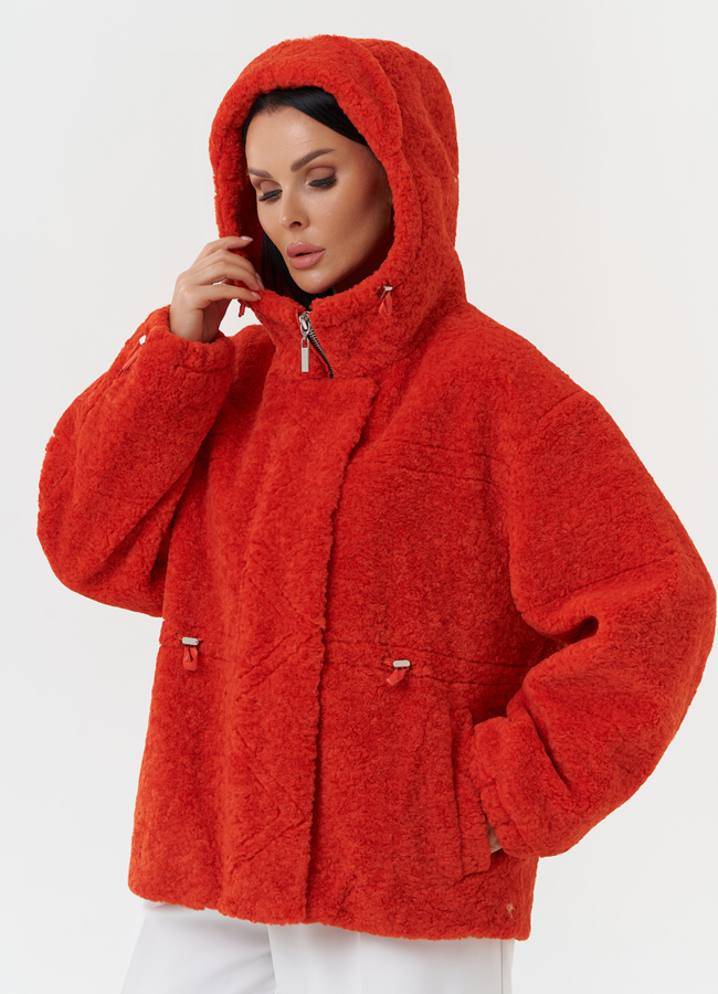 Куртка из эко меха с капюшоном модель № 28106 универмаг малина